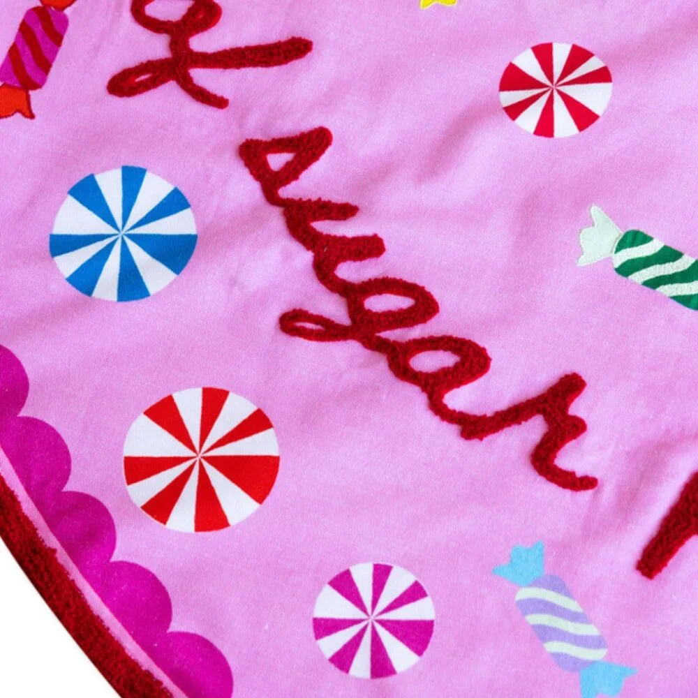NWT Furbish Sugar Plum Embroidered Christmas Tree Skirt in pink